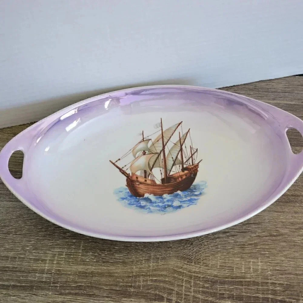 Vintage  Sailboat Serving Dish